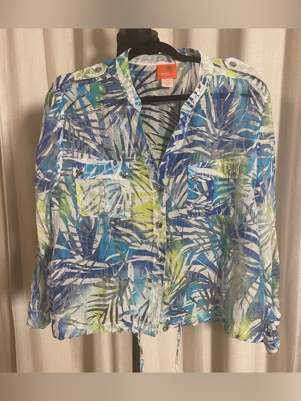 hearts of palm Orange Label Palm-Logo Top with Blue & Green Print